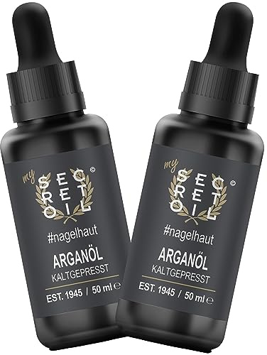 mySecretOil reines Arganöl 100 ml (2 x 50 ml) #nagelhaut – 100% kaltgepresstes und natürliches Öl – Öl für Haare, Nägel, Nagel- & Körperhaut – Schutz & Glanz für die Haare