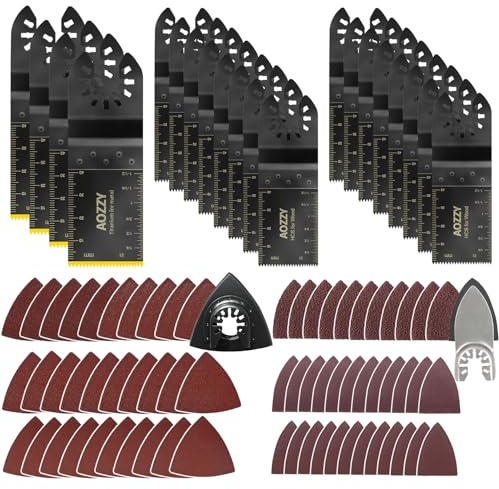 82 tlg multitool sägeblätter holz Set, 4 oszillierende multitool sägeblätter titanium, multitool schleifplatte für delta-schleifer