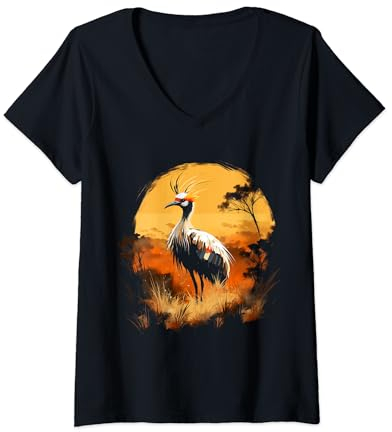 Sekretär Vogel Afrikanisches Tier Geschenk für Safari T-Shirt mit V-Ausschnitt