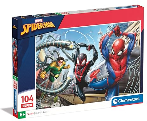 Clementoni Jigsaw Puzzle Marvel Spider-Man 104 Pieces - Supercolor Puzzle For Children 6-8 Years, Cartoon, Marvel, Gift For Boy/Girls, Puzzle For Kids, Made In Italy, 25778