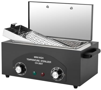 300W Heißluftsterilisator Desinfektion 220℃ Trockene Hitze Sterilisator Hochtemperatur-Sterilisator-Nagel-Werkzeug-Sterilisator mit Timer für Kosmetik, Fusspflegestudios, 34 * 18cm*15cm | Schwarz |