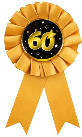 Tiwoca Geschenk zum 60. Geburtstag – schwarz-goldener Anstecker in edler Optik Zahl 60 – Stilvolle Geburtstagsdeko und elegante Geschenkideen für Junge und Mädchen