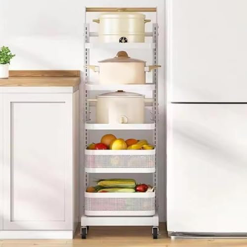 3 Tier Expandable Microwave Oven Rack Shelf with White Storage Rack Organization Includes 5 Shelves 3 Boards and 2 Baskets