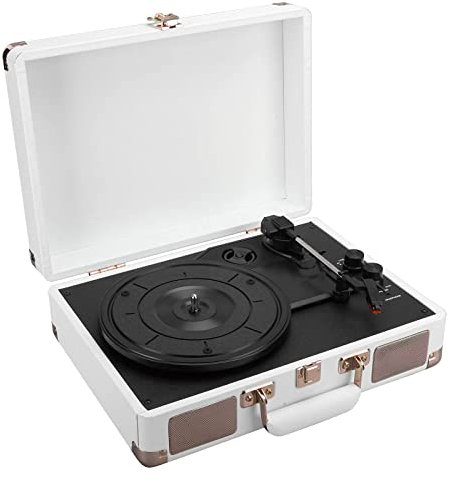 CAFIEDR Giradischi in Vinile, Giradischi Portatile Vintage con Bluetooth, 33/45/78 Giri/min, 100/u2011, Supporto per Dischi in Vinile da 7/10/12 Pollici