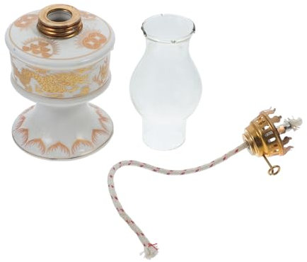 IMIKEYA Retro-petroleumlampe Aus Keramik Und Glas Vintage-öllaterne Für Innenbereich Rustikale Sturmlaterne Für Wohnkultur Und Camping Kleine Petroleumlampe Als Notbeleuchtung