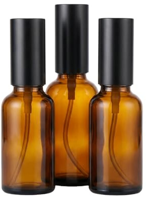 Lot de 3 flacons de voyage en verre ambré de 30 ml - Anti-fuite - Distributeur de lotion - Distributeur de savon - Contenants cosmétiques - Flacon de fond de teint avec pompe noire pour crème, lotion