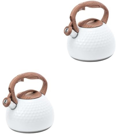 Amosfun 2 Pièces Bouilloire cruche water flask housse duster couvercle anti-poussière arrosage bouteille sifflement théières avec infuseur wok théière en acier inoxydable blanche