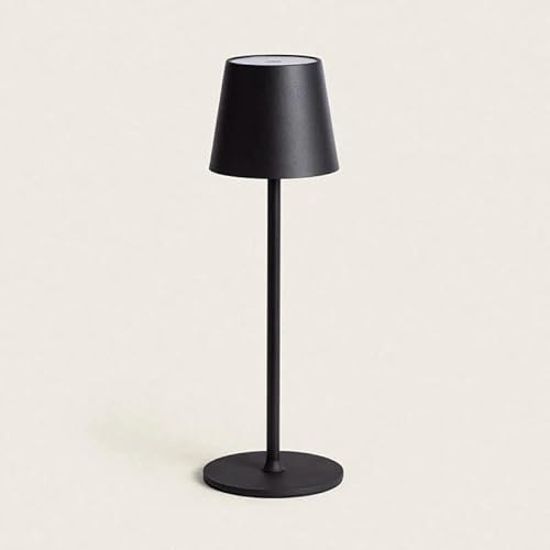 BERARDI | Lampada da Tavolo LED NINA, Ricaricabile, 1,8W, 180 Lumen, 36 cm, Nero, Touch Dimmerabile