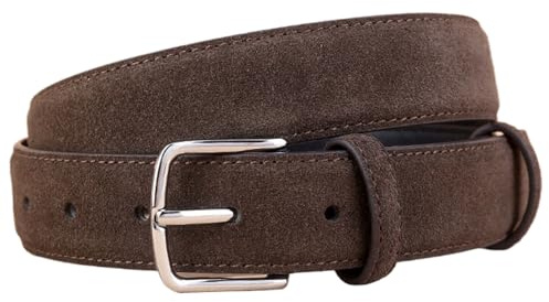 Marrone,100CM/39.4'',Cinture in Pelle Scamosciata da Donna per Jeans, Cinture Donna Eleganti Moda in Vera Pelle con Fibbia Argentata per Pantaloni, Cappotti Abiti da Donna