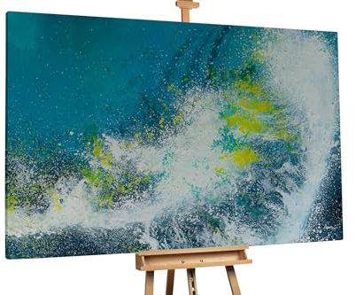 KunstLoft Ölgemälde 'Atlantic Glow' 180x120cm | Original Handgemalte Gemälde | Abstrakt | Blau | Leinwand-Bild Ölgemälde einteilig groß | Modernes Kunst Ölbild