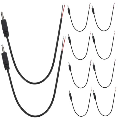 SHINEOFI 10-Pack 3.5mm Mono Male Plug to Bare Wire Audio Cable for Speakers Headphones and Microphones Sturdy Flexible Black Connector for Professional Sound Systems