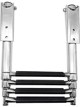 XAXIAOZ Scala telescopica in Acciaio Inox per Barche, scaletta di imbarco Antiscivolo a 2/3/4 gradini per banchina/Piscina/Barca/Yacht