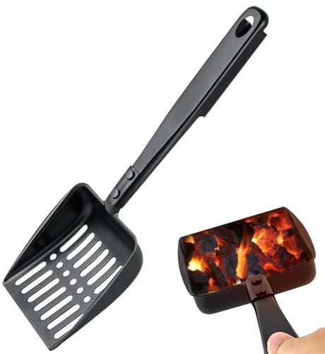 Fireplace Shovel - Hollow Iron Charcoal Remover Tool | BBQ Pit Ember Scoop, Wood Wood Burning Helper, Camera Cleaner, Rustic Ash Pan, Barbecue Fire Tongs, Heat Safe Ash Shovel Outdoors.