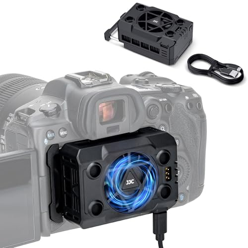 Kamerakylarfläkt för DSLR och spegelfria kameror, extern tystare halvledarkylfläkt med typ-C-laddningsport och 3 hastigheter och automatisk temperaturkontroll för lång videoinspelning (inget batteri