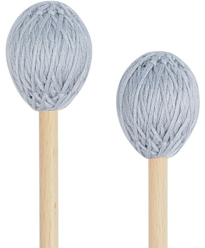 VANPHY Marimba Schlägel (2er-Pack) Garnköpfe mit Buchenholzgriff, Keyboard-Percussion-Zubehör für Xylophon, Glockenspiel, Vibraphone, ideal für Anfänger, Studenten, Musikliebhaber, Grau