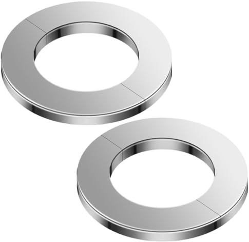 JYNXOR Rosace de Finition en Acier Inoxydable Brossé - Cache-Entrée de Robinet et Douche - Diamètre Intérieur 91 mm - Lot de 2 Pièces