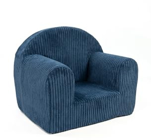 FORTISLINE Kindersessel Mini aus Cord 40x33x39 cm - Kinderzimmer Sessel mit abnehmbarem Bezug, waschbar, Oeko-TEX Standard 100, handgefertigt in der EU (Dunkelblau)