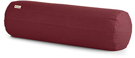 basaho Yoga Bolster | Organic Cotton | Buckwheat Hulls | Removable Washable Cover (Tibetan Maroon)