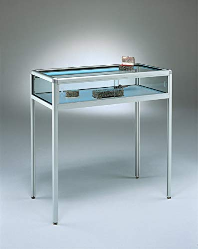 MHN Tischvitrine Glas für Schmuck T 51 x B 99 x H 100 cm - Glasvitrine für Juweliere - breite Schmuckvitrine abschließbar - LED-Beleuchtung