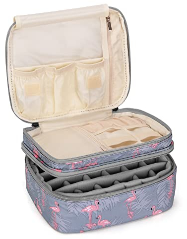 Luxja Organizador de Esmaltes de Uñas, Esmaltes de Uñas Estuche, Porta Esmaltes de Uñas- Sostiene 30 Botellas (15 ml - 0.5 fl.oz), Bolsa de Almacenamiento para Lacas y Manicuras, Flamenco