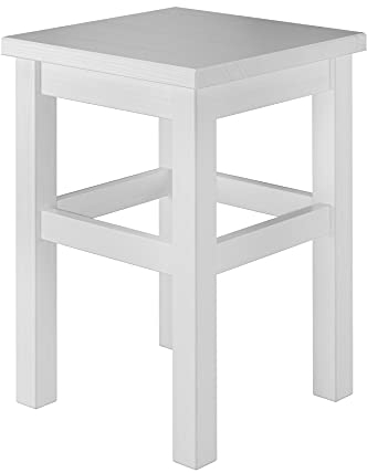 Erst-Holz Holzhocker Sitzhocker ohne Lehne in Kiefer Natur oder weiß V-90.71-41Kiefer weiß