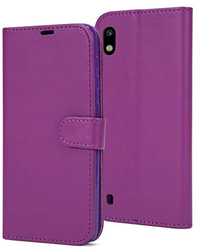 AMAZE!UK Leather Phone Case Cover For Samsung Galaxy A10 Flip Protective Wallet Style Open Book Magnetic Stand Samsung A10 / M10 6.2 Phone Case (Purple)