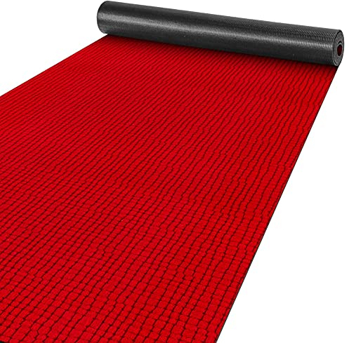 ANRO Teppich Läufer Flur Küchenteppich Schmutzfangmatte Sauberlaufmatte rutschfest Velours Rot 65x100cm Modern