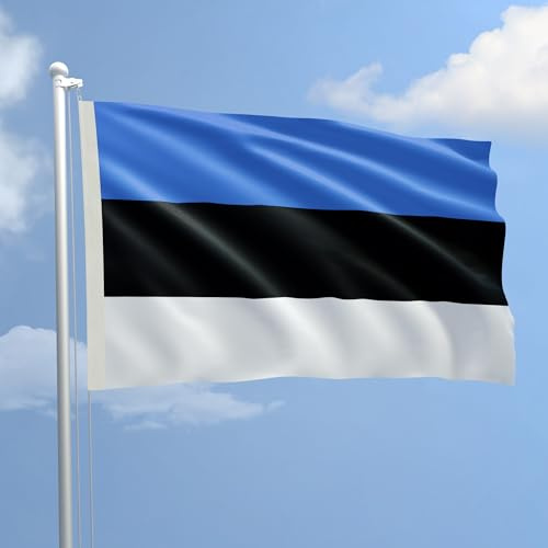 Bandiera ESTONIA 70x100 cm in poliestere NAUTICO 115 gr/mq con doppia piega perimetrale, corda e guaina. Adatta sia IN/OUT DOOR