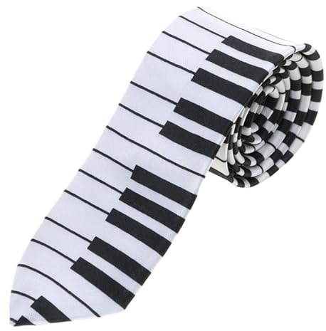 LANCHEN - Corbata para Hombre, Negra y Blanca, con Teclado de Piano, clásica, Delgada, Ajustada, para música
