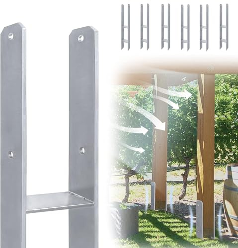 LARS360 6 Stück H-Pfostenträger H-Anker Pfostenanker Set in Stahl Ausführung 101x600mm, Materialstärke 5mm