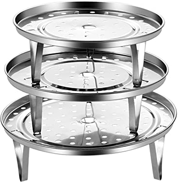 jiujiuwo Steamer Runde Dampfgareinsatz Edelstahl Silber Rund Dampfgarer für Kochtöpfe Abkühlgitter