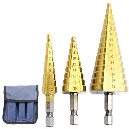 Foret étagé, alésage trapézoïdal, foret trapézoïdal, foret de maïs, foret à queue hexagonale, Fraise Perceuse (4-12,4-20,4-32, doré)