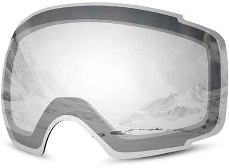 Odoland Unisex Ski Goggles for Men and Women Boys Frameless Snowboard Goggles with Magnetic Interchangeable Lens UV Protection Anti-fog Snow Goggles Helmet Compatible Ski Goggles for Skiing