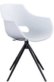 KAWOLA Esszimmerstuhl Drehbar ZAJA Moderner Stuhl mit Armlehne, Kunststoff Sitzschale in Weiß, Ideal für Esszimmer & Büro