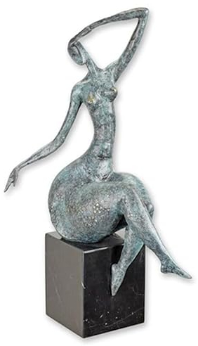 JS Garten Deko Bronzefigur Bronzeskulptur Abstrakte Kunst Figur Frau modern H 42 cm Skulptur Bronze Figur