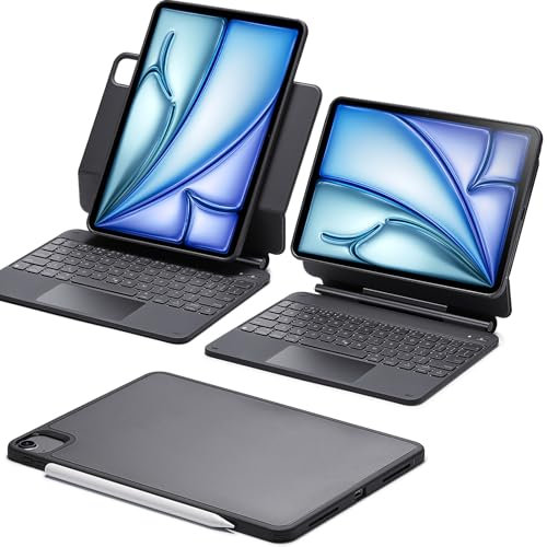 ESR iPad Air 11 Inch Case with Keyboard (M3/M2, 2025/2024) & iPad Pro 11/Air 5th/4th Gen Keyboard, Easy-Set Magnetic Stand, Portrait/Raised Modes, with Removable Protective Case, Black