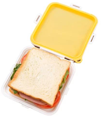 OUCITY Food storage container, sandwich bread preservation storage box, office students, silicone portable takeaway bento box, can be heated and sealed (Yellow)