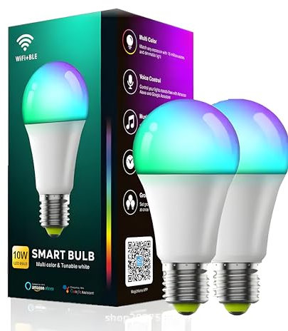 Arcadia 2x Lampadine LED E27 Luce Calda e Luce Fredda WiFi Compatibili con Alexa Google Home - 800 Lumen 10W 2700-6500K - Lampadina RGB Smart Dimmerabile con App Cellulare (2)