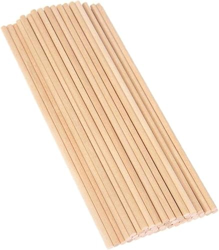 Holzstäbe zum Basteln, 50 Stück, runde Holzdübel, 5 mm, in verschiedenen Größen, 10 cm, 20 cm, verschiedene Stangen, Bastelstäbe, runde Dübel (20 x 0,05 cm)