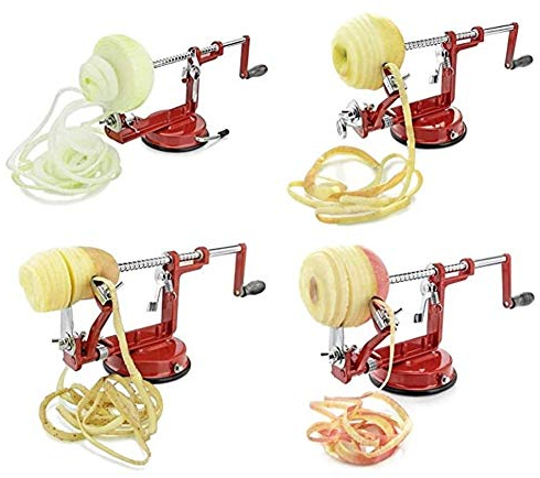 Pelador de Manzanas Manual de Acero Inoxidable, Herramientas de Cocina Descorazonadoras de Patatas, Color Rojo para Suministros de Cocina