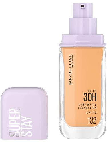 Maybelline New York Superstay 30H Fond de Teint Mat Lumineux 132 35ml | Enrichi acides aminés, Résiste chaleur transpiration eau, Formule vegan non comédogène, Testé dermatologiquement