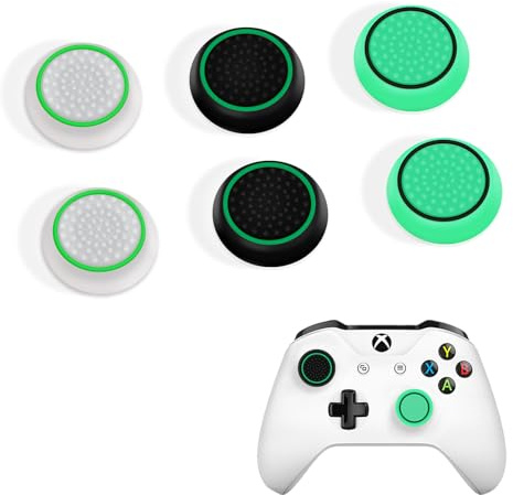 DLseego Thumbstick Grip Caps for Xbox PS4 PS5 Controller,6PCS Silicone Thumb Stick Grip Cover Dots Studded Design Joystick Controller, Green