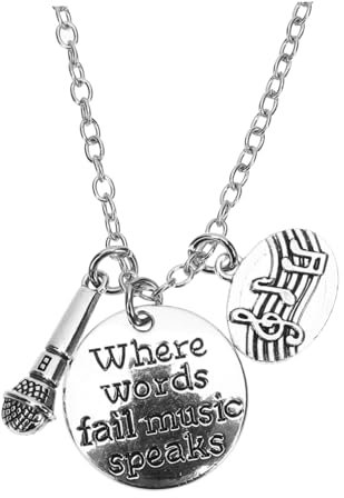 LIFKOME 2pezzi Collana Con Ciondolo Microfono Musicale Pendente Elegante Per Amanti Della Musica Accessorio Unisex Per Feste Anniversari e Regali Speciali