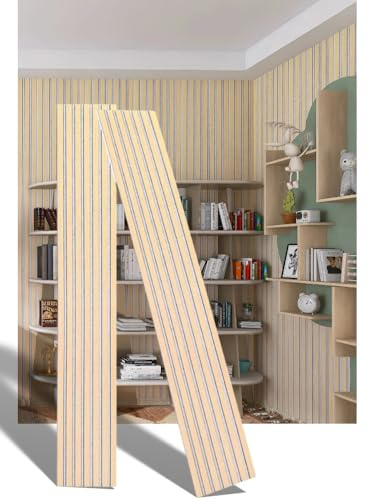 3D Fluted Sound Absorbing Acoustic Wood SLAT Wall Panels | Wall Panels for Interior Wall Decor | Luxury Wood Veneer Panel | 94.48 * 23.62in | 2PCS Coverage | GreyFelt Oak