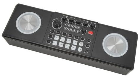 Tbest Bluetooth-Karaoke-Lautsprecher, Karaoke-Maschine mit 2 Mikrofonen, Tragbarer Bluetooth-Soundkarten-Lautsprecher für den Außenbereich, Karaoke-Maschinen-Set für Zuhause, Party,