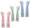 3 Pairs Washing up Gloves, Rubber Cleaning Gloves with Lining, Long Kitchen Gloves, Waterproof Dishwashing Gloves, Lotus Edge Cuff Household Gloves for Kitchen Bathroom Laundry Gardening-3 Colors