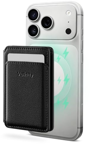 Vulkitty Magnetisk Wallet RFID-blockerande läder 3-kortshållare Magnetisk Plånbok med ID-fönster för iPhone 16/15/14/13/12-serien, med Sedelfack och Snäpplås