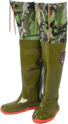 WXF86djl Unterwasser Angler-Watstiefel, Hüft-Watstiefel, Kniehohe for Herren und Damen mit Langen Hüft-Oxford-Angel- und Jagdstiefeln mit weicher Sohle(Green 60cm,40 EU)