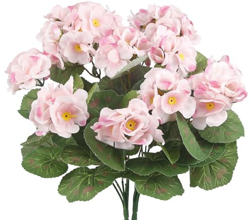 CISDUEO Künstliche Geranien für den Außenbereich, Seide, Geranien, Blumen, Outdoor, Pastellrosa, 2 Stück