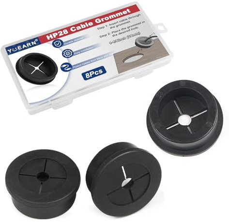 Cable Cord Grommet 28mm (1-1/8) - 8 Pcs Extra Large Cable Cover, Plastic Wire Organizer for Multi-Monitor, Speaker, Server Rack, Durable & Easy Install